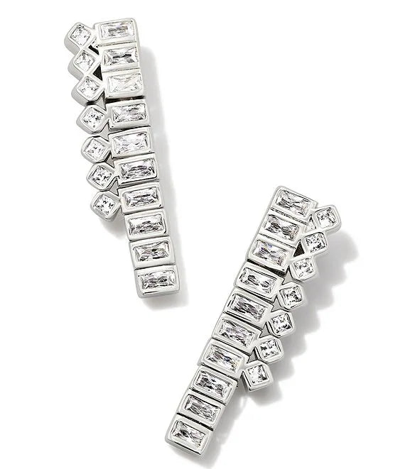 KENDRA SCOTT- Gracie Silver Tennis Linear Earrings in White CZ
