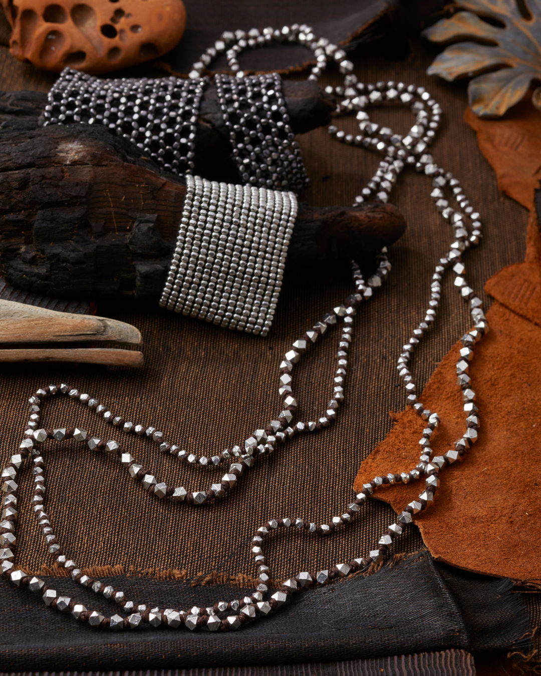 SILVER BEADED NECKLACE