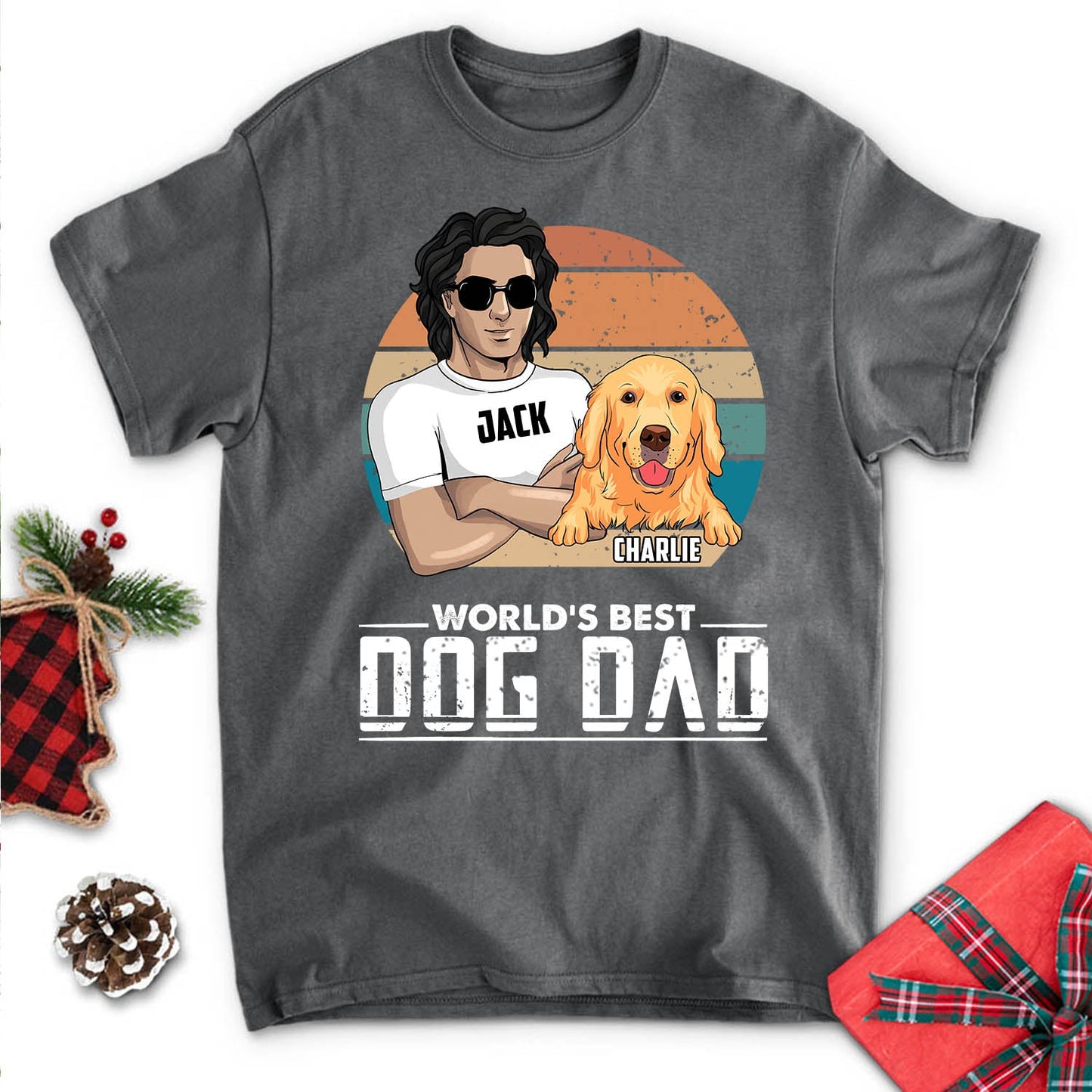 World's Best Dog Dad Retro - Personalized Custom Unisex T-shirt