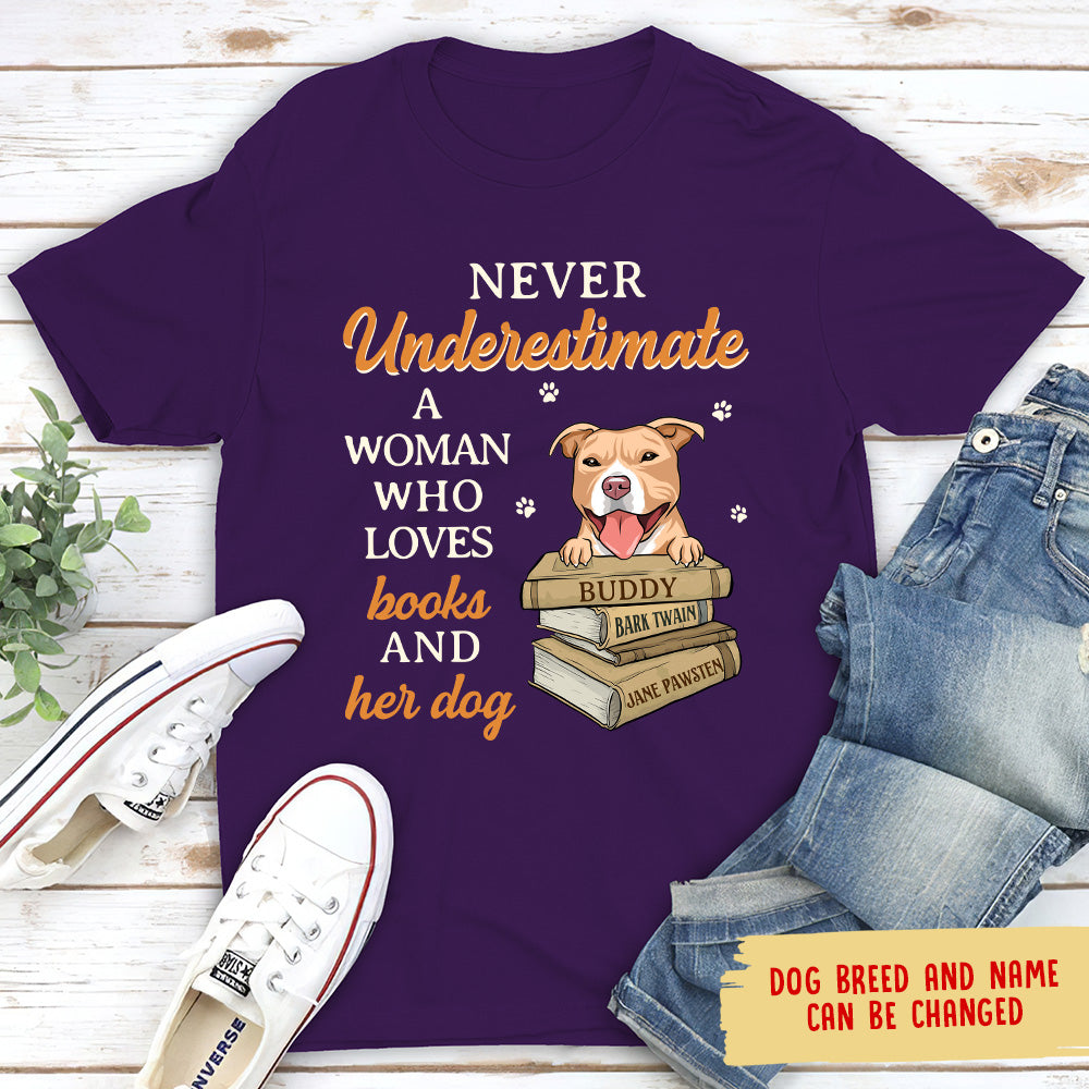 Books And Her Dog - Personalized Custom Unisex T-shirt