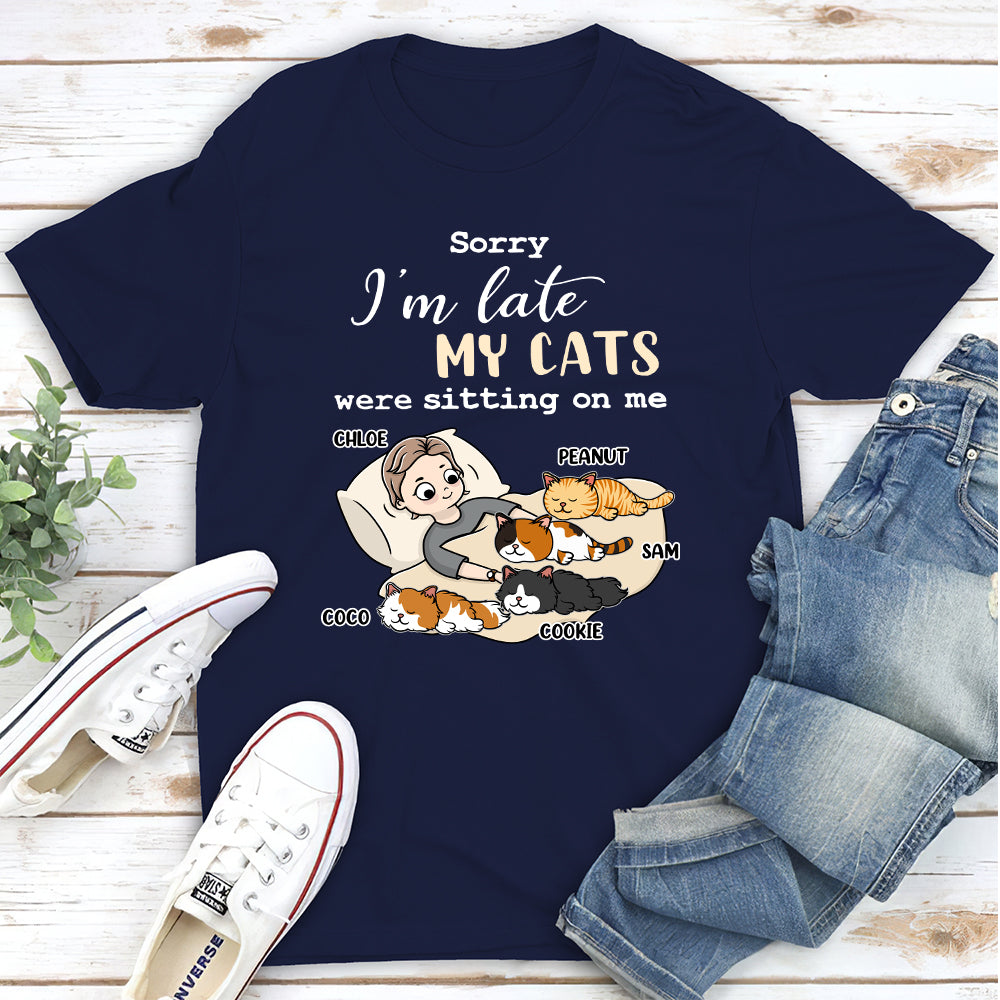 Sorry I'm Late Sleeping Cat - Personalized Custom Unisex T-shirt