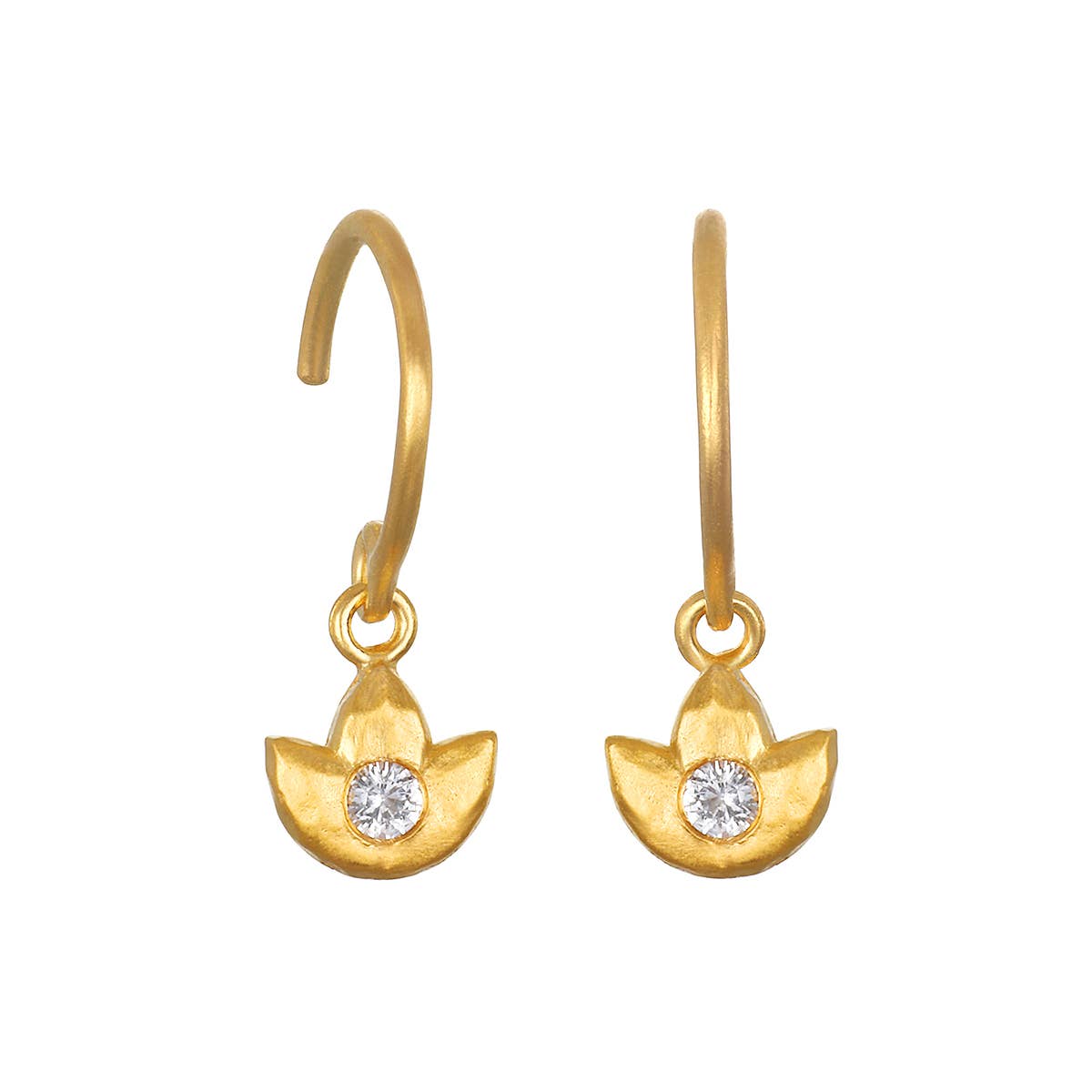 Satya Jewelry - Inner Light Mini Lotus Wire Hoop Earring