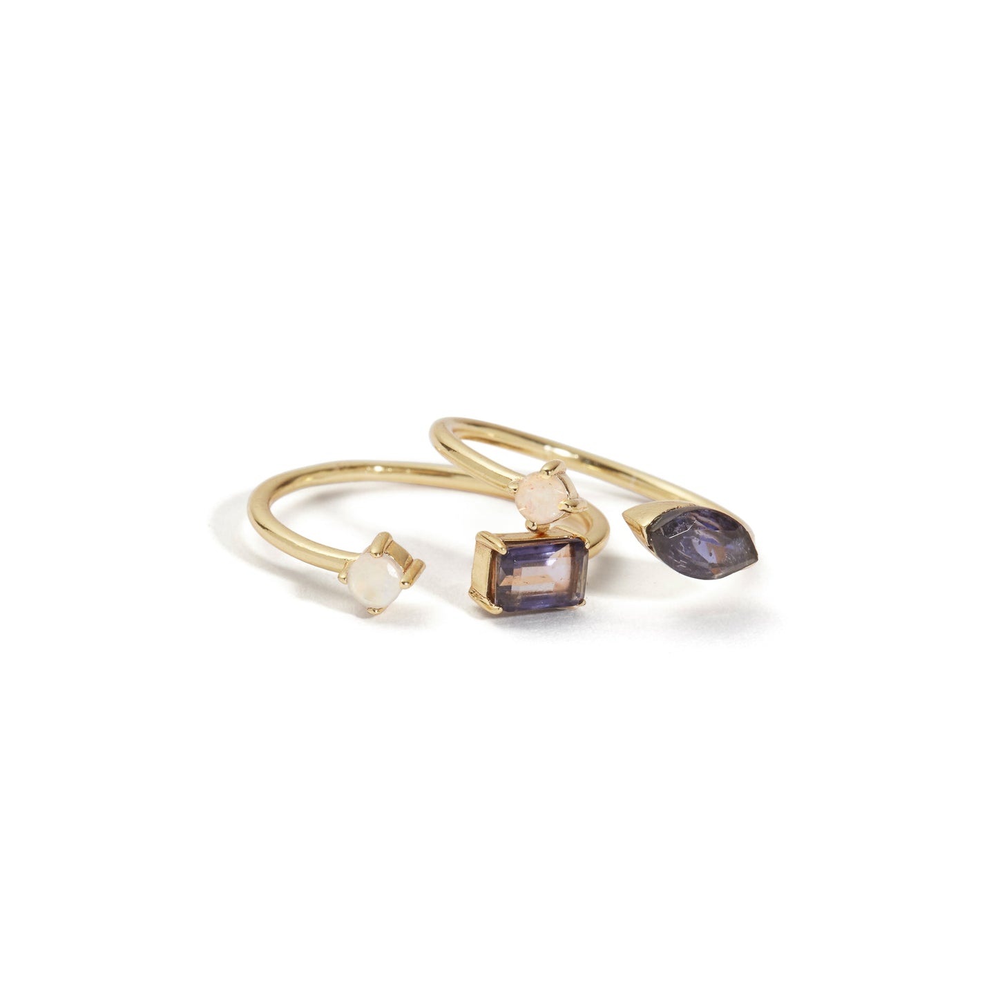 PRECIEUX STACKING RINGS IOLITE SET OF 2