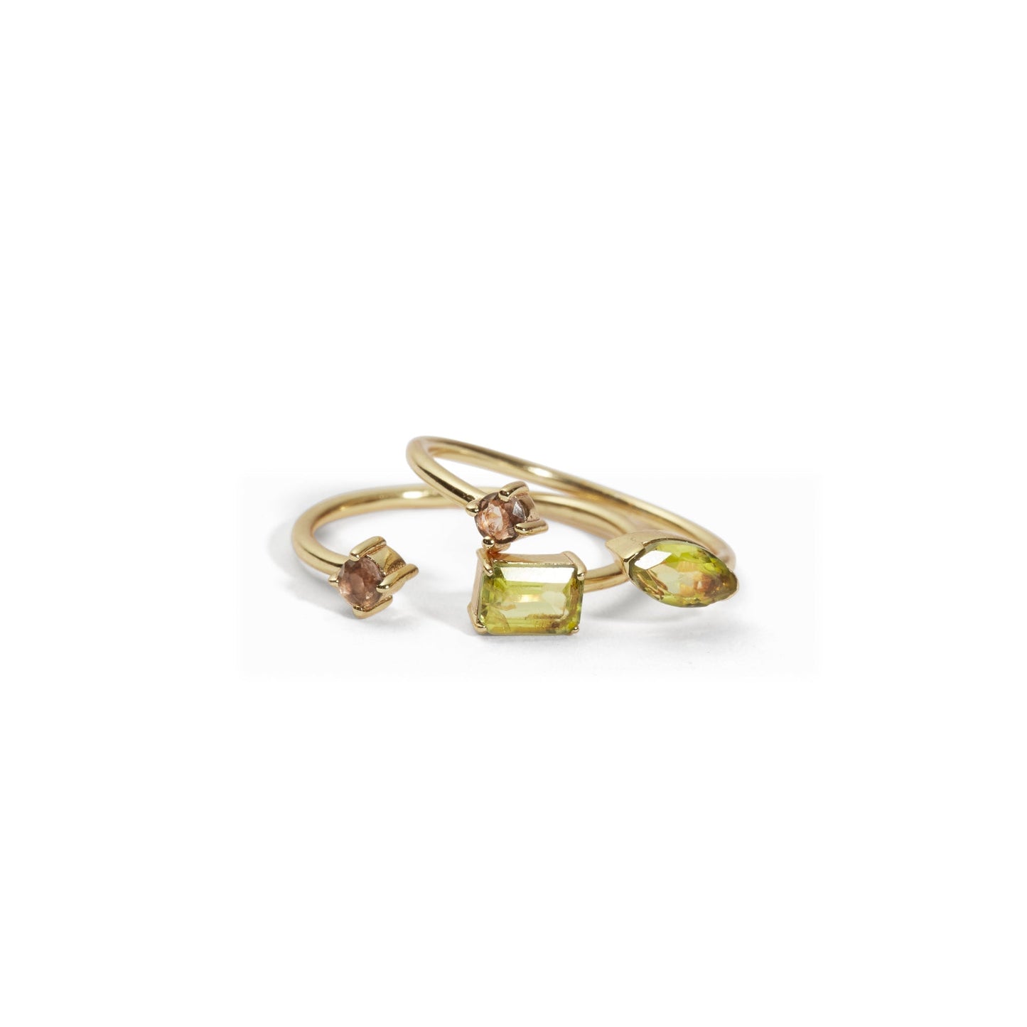 PRECIEUX STACKING RINGS PERIDOT SET OF 2