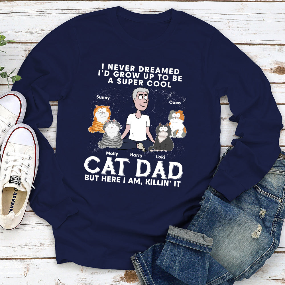 Cool Cat Dad - Personalized Custom Long Sleeve T-shirt