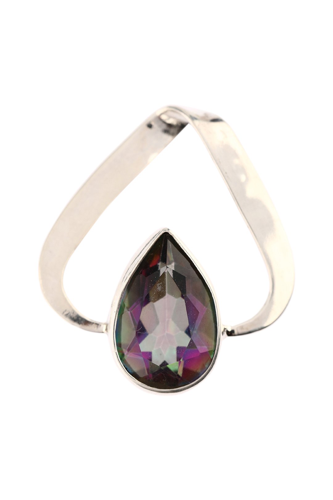 Mystic Quartz Teardrop Curve Silver Pendant