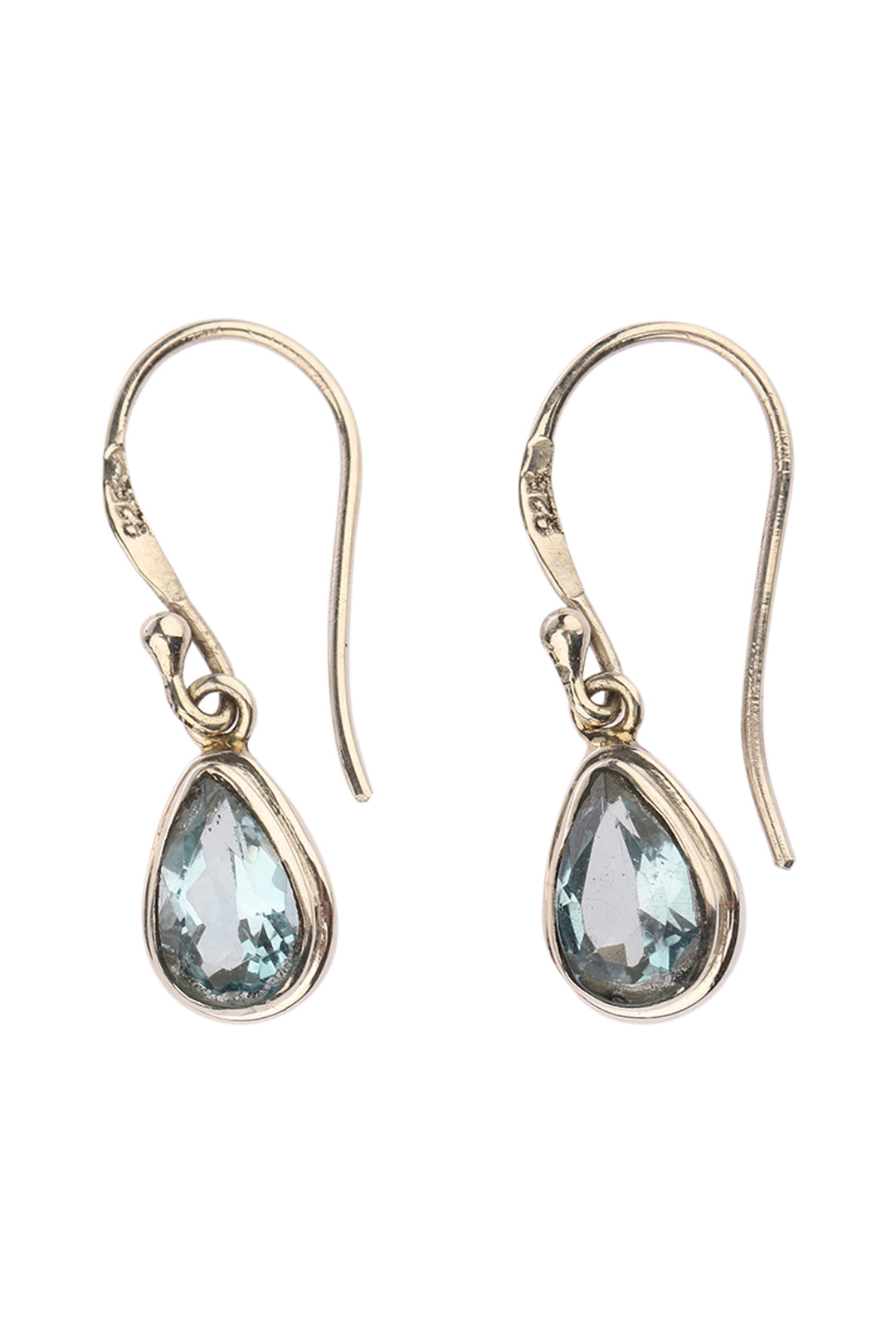 Blue Topaz Teardrop Silver Earrings
