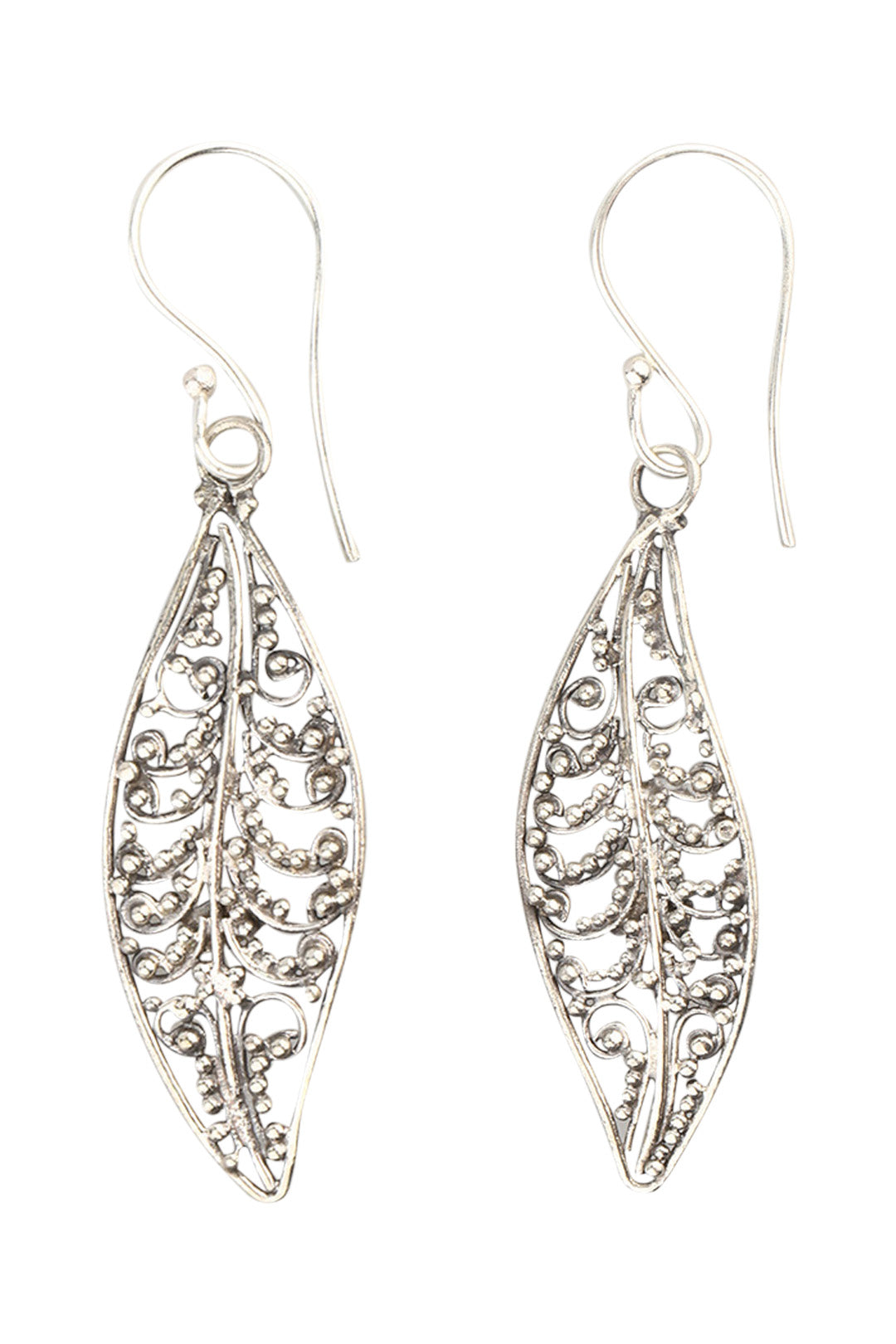 Filigree Leaves Silver Earrings
