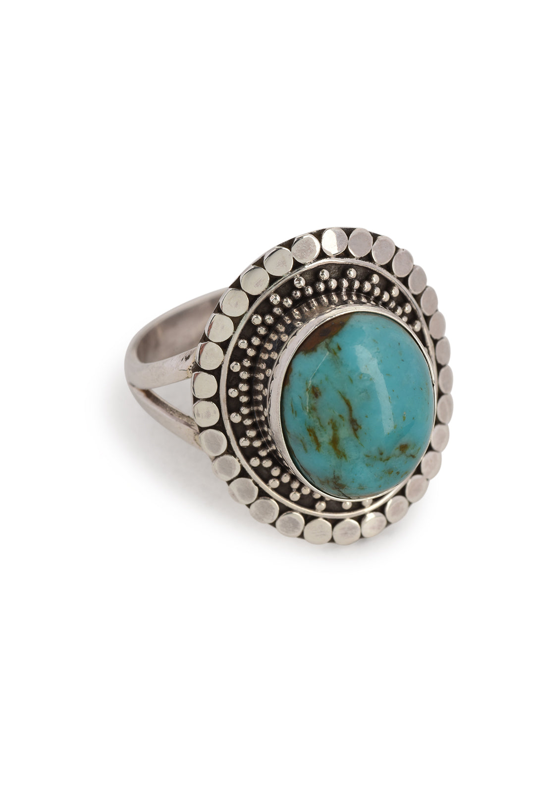 Ring Oval Dot Tribal Edge Turquoise (i)