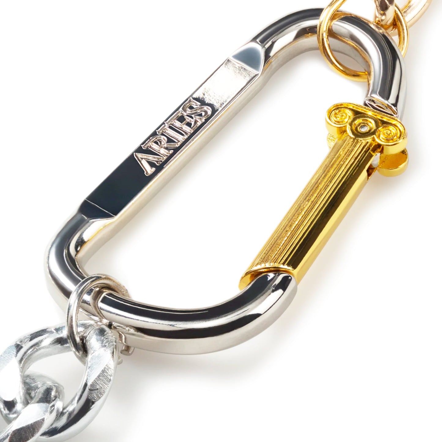 Aries Column Carabiner Silver Necklace