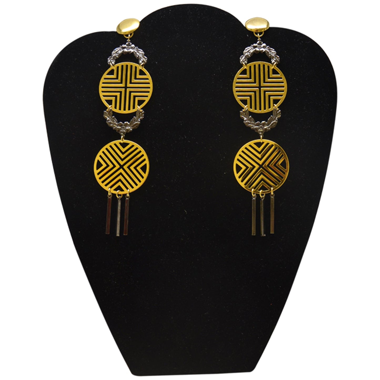 Triumph Earrings in 18k Gold And Gunmetal Plated by Laruicci for Women - 1 Pair Earrings