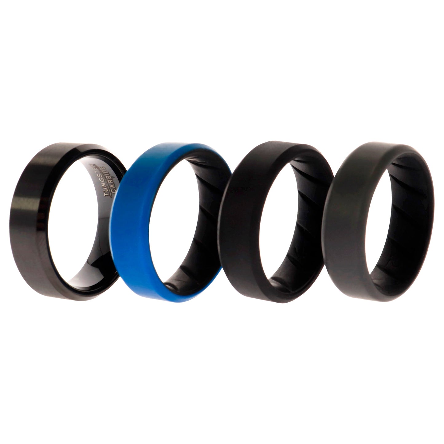 Silicone Wedding BR Twin 8mm Ring - Blue by ROQ for Men - 4 x 12 mm Ring