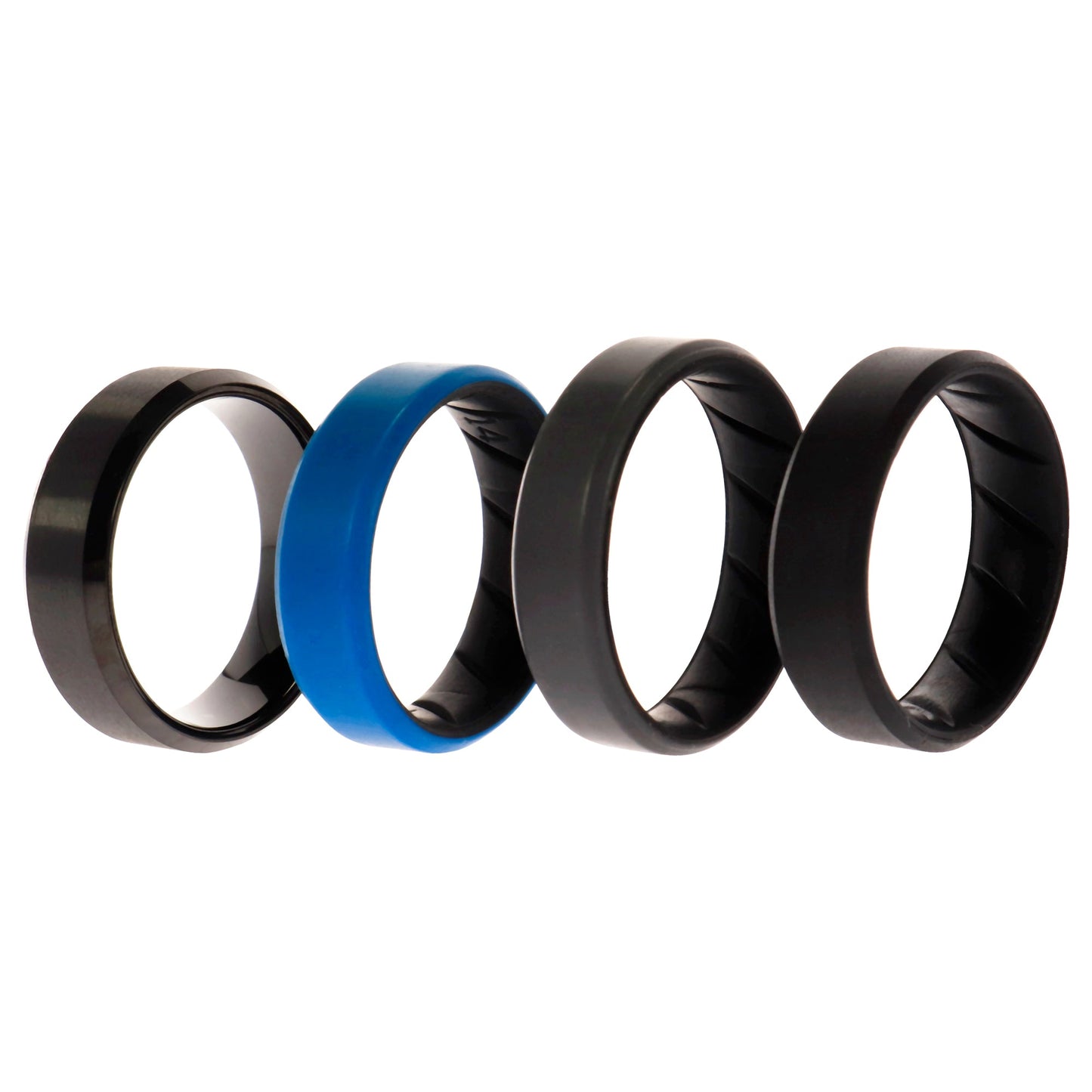 Silicone Wedding BR Twin 8mm Ring - Blue by ROQ for Men - 4 x 14 mm Ring