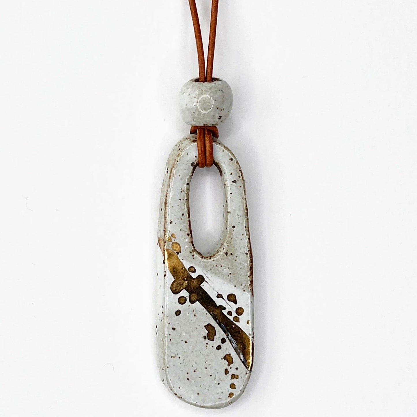 Hazy Drop Necklace: Speckled White with Gold Luster