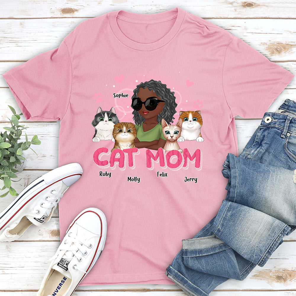 Cat Mom Cartoon - Personalized Custom Unisex T-shirt