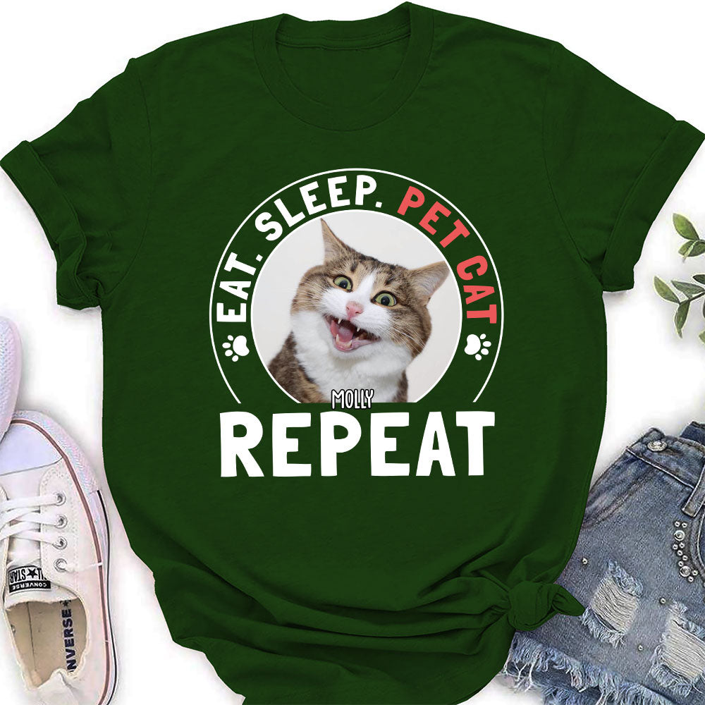 Pet Cat Repeat - Personalized Custom Women's T-shirt