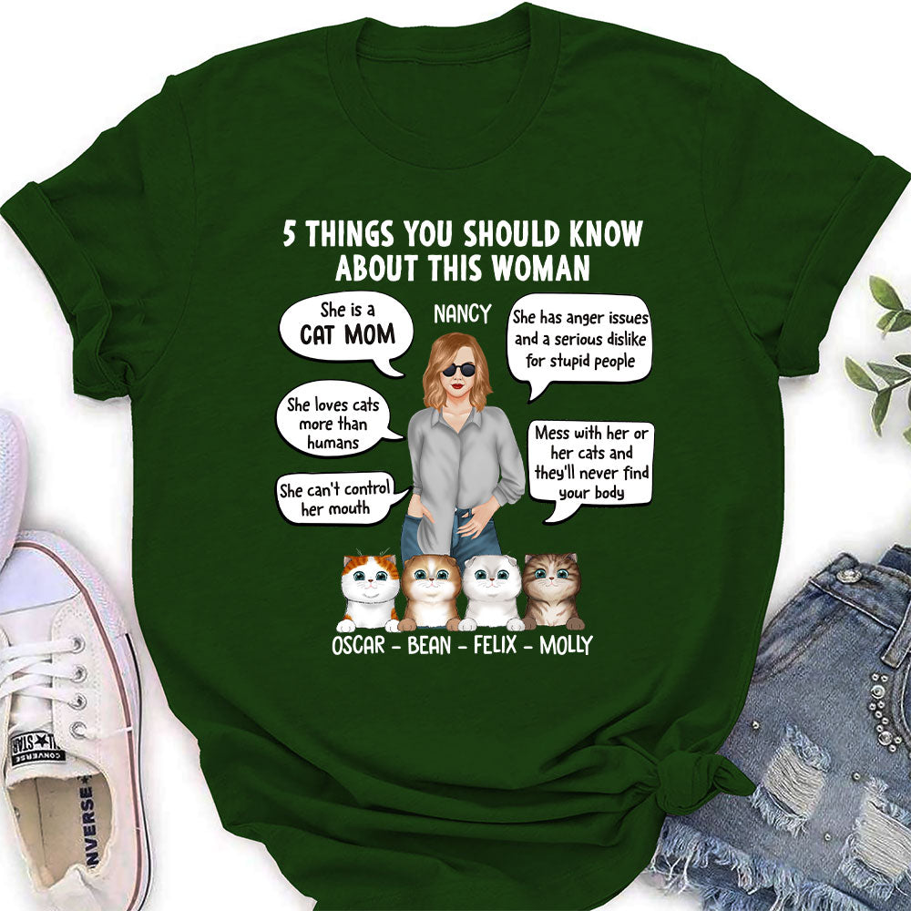 5 Things Cat Mom - Personalized Custom Women's T-shirt
