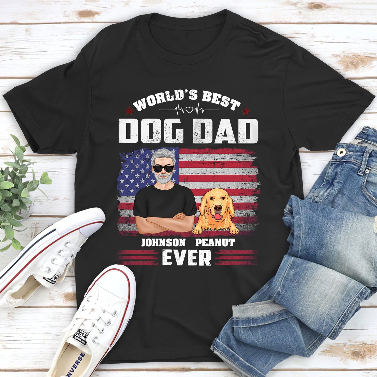 American Dog Dad - Personalized Custom Unisex T-shirt