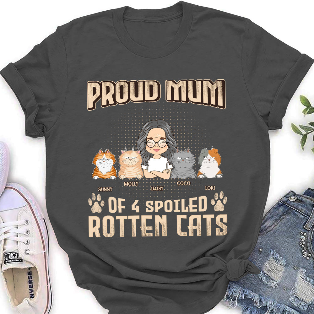 Proud Dad Mom Of Spoiled Cats - Personalized Custom Women's T-shirt