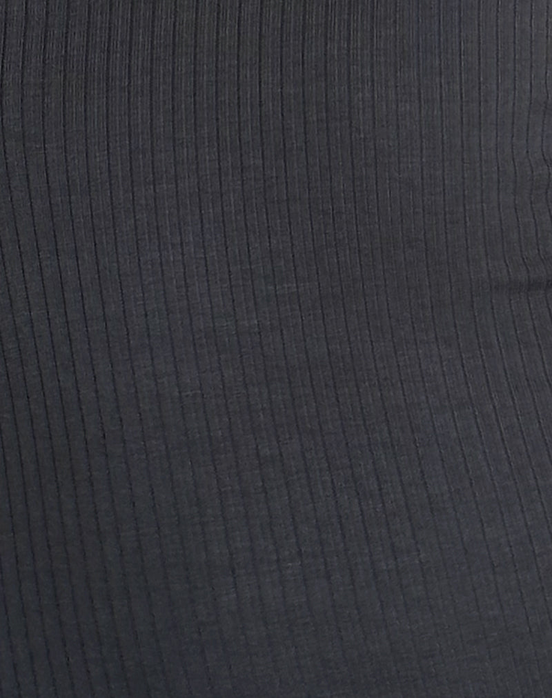 Racha Thick Rib Bardot Maxi Dress in Black Forest