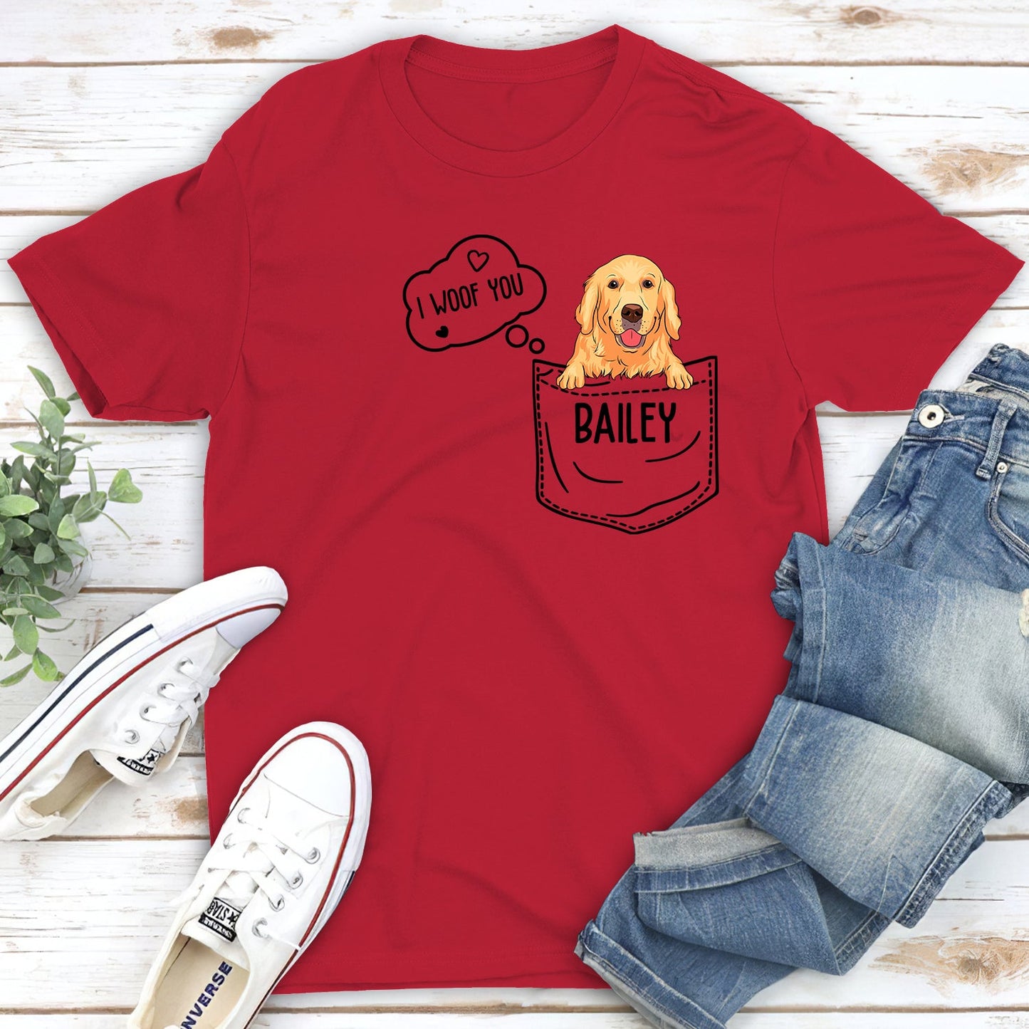 Pocket Dog - Personalized Custom Premium Unisex T-shirt
