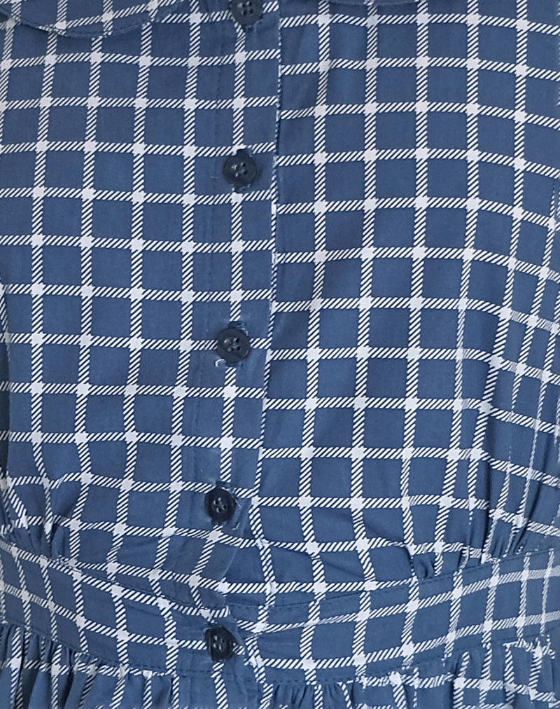 Sokasi Mini Dress in Navy Tartan