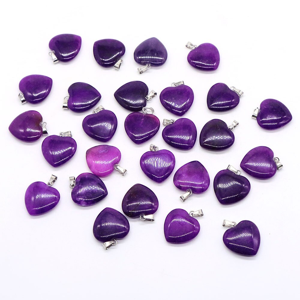 10PC/Set Natural Healing Gemstone Necklace Women Charm Jewelry 16mm