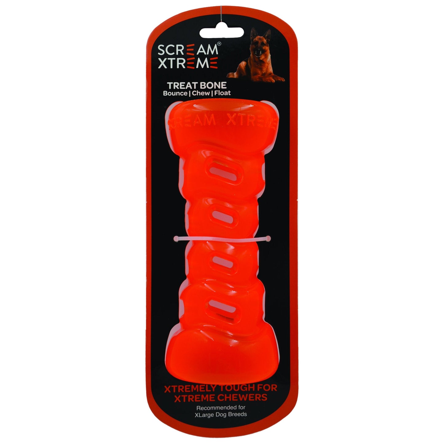 Scream Xtreme Treat Bone Extra Large Orange Dog Toy