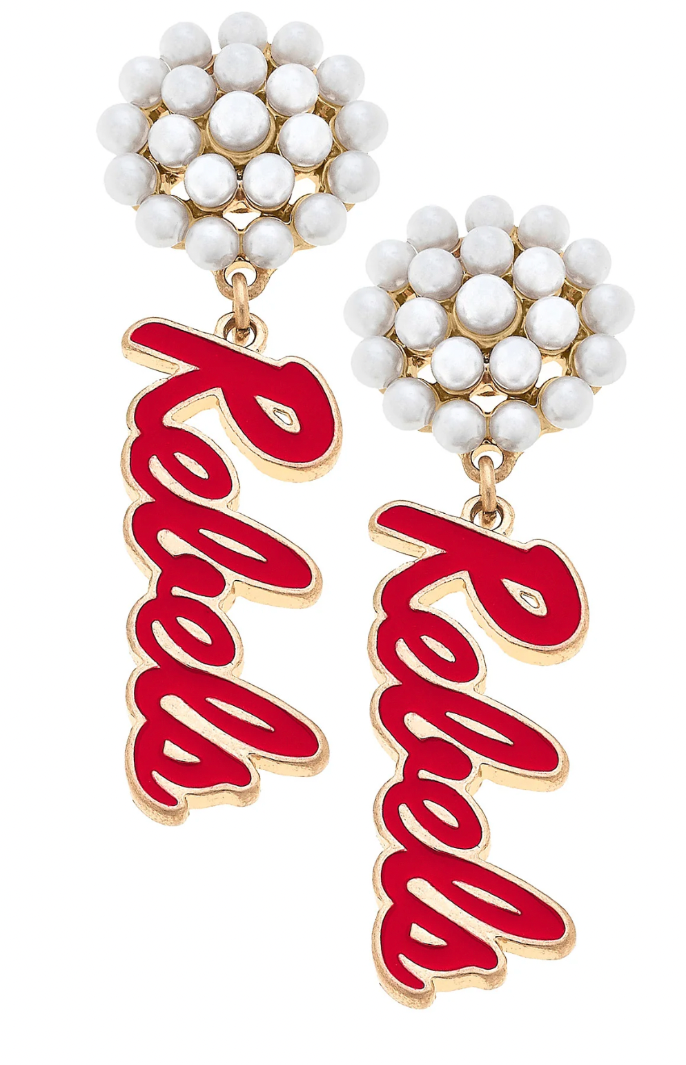 Ole Miss Rebels Pearl Cluster Drop Earrings