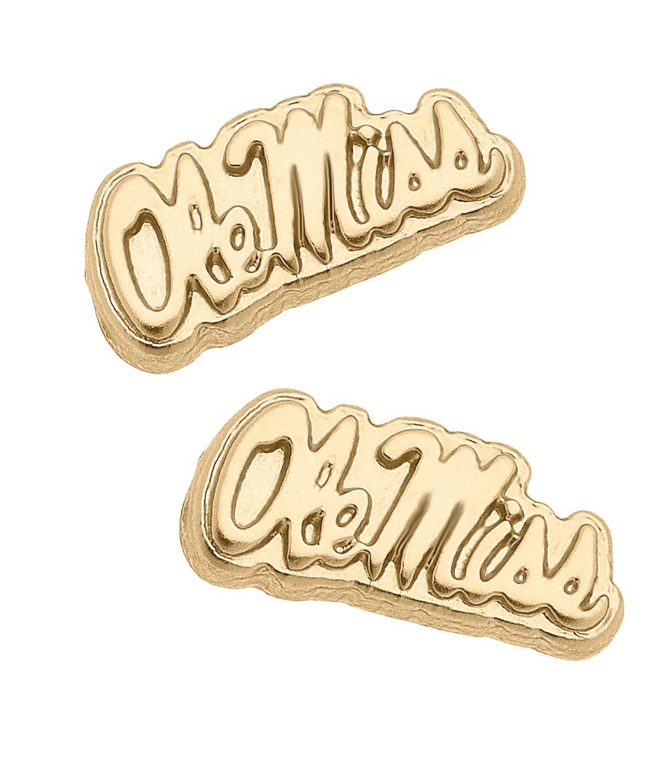 Ole Miss Rebels 24K Gold Plated Stud Earrings
