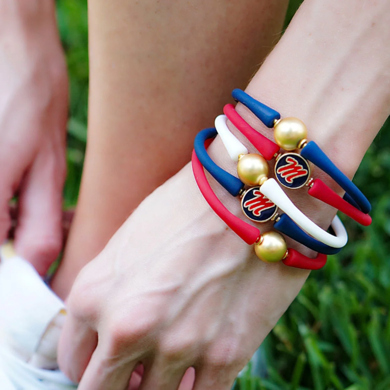 Ole Miss Rebels Enamel Silicone Bali Bracelet