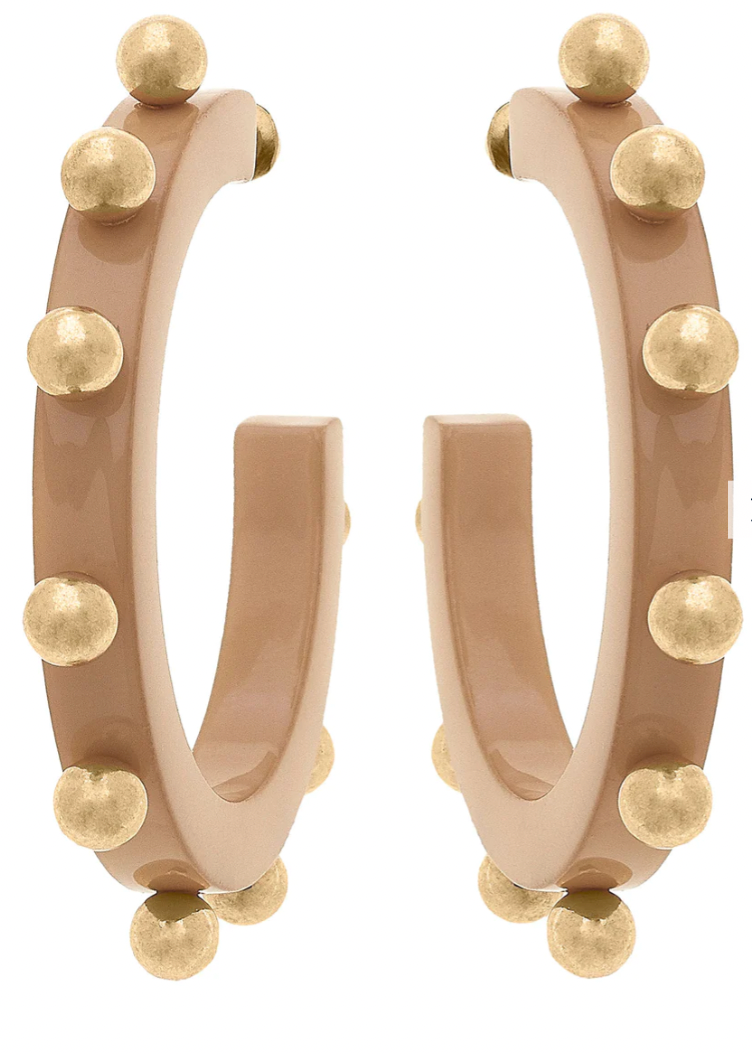 Kelley Studded Metal & Resin Hoop Earrings