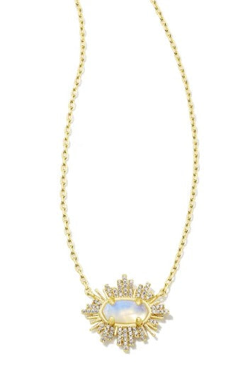 KENDRA SCOTT- Grayson Sunburst Pendant in Gold Iridescent Opalite