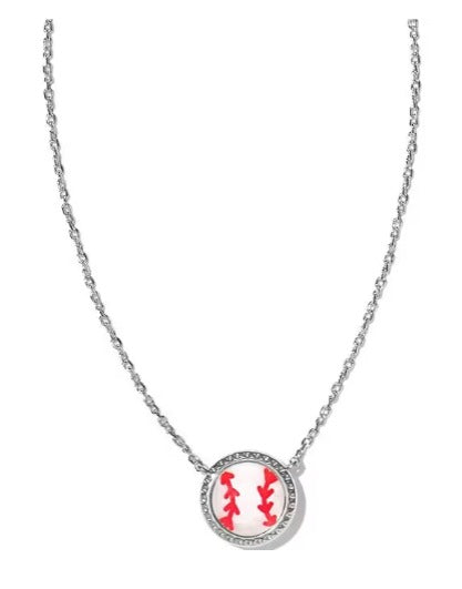 KENDRA SCOTT- Silver Baseball Short Pendant Necklace