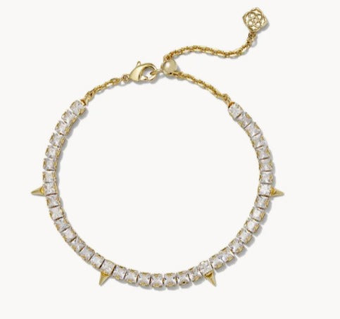 KENDRA SCOTT- Jacqueline Gold Tennis Bracelet in White Crystal