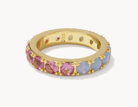 KENDRA SCOTT- Chandler Gold Band Ring in Pink Blue Mix