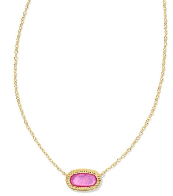 KENDRA SCOTT- Elisa Gold Ridge Frame Pendant Necklace in Azalea Illusion