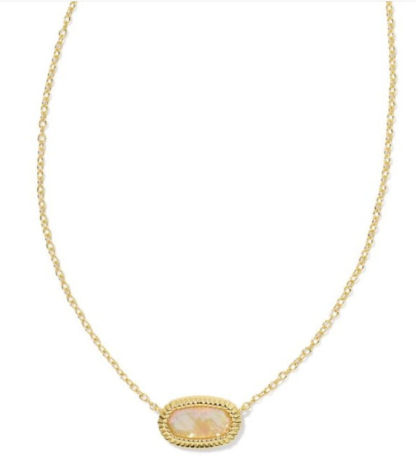KENDRA SCOTT- Elisa Gold Ridge Frame Pendant Necklace in Golden Abalone