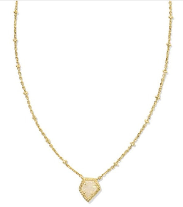 KENDRA SCOTT- Framed Gold Tess Satellite Pendant Necklace in Iridescent Drusy