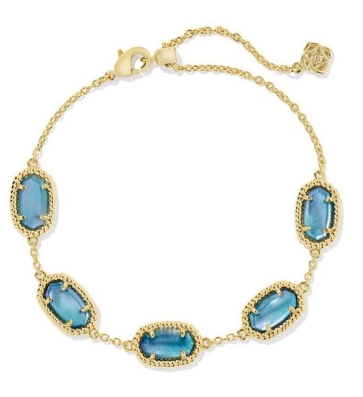 KENDRA SCOTT- Grayson Gold Ridge Framed Bracelet in Indigo Watercolor Illusion