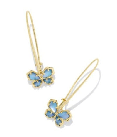KENDRA SCOTT- Mae Gold Butterfly Wire Drop Earrings in Indigo Watercolor Illusion