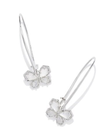 KENDRA SCOTT- Mae Rhodium Butterfly Wire Drop Earrings in Ivory Mother of Pearl