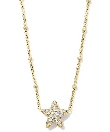 KENDRA SCOTT- Jae Star Pave Pendant Necklace Gold White Crystal