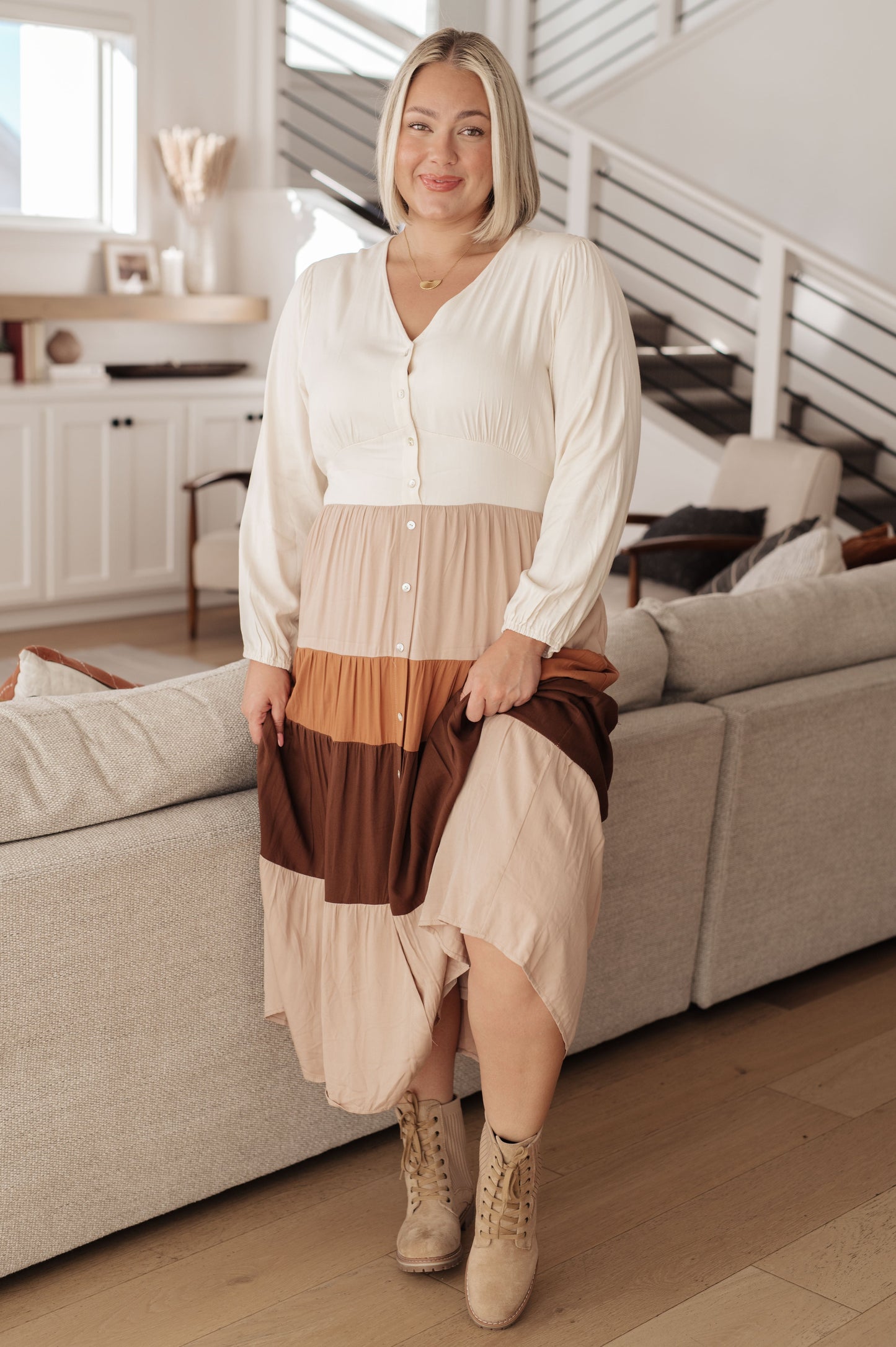 Hazel Blues® | Spice of Life Color Block Midi Dress