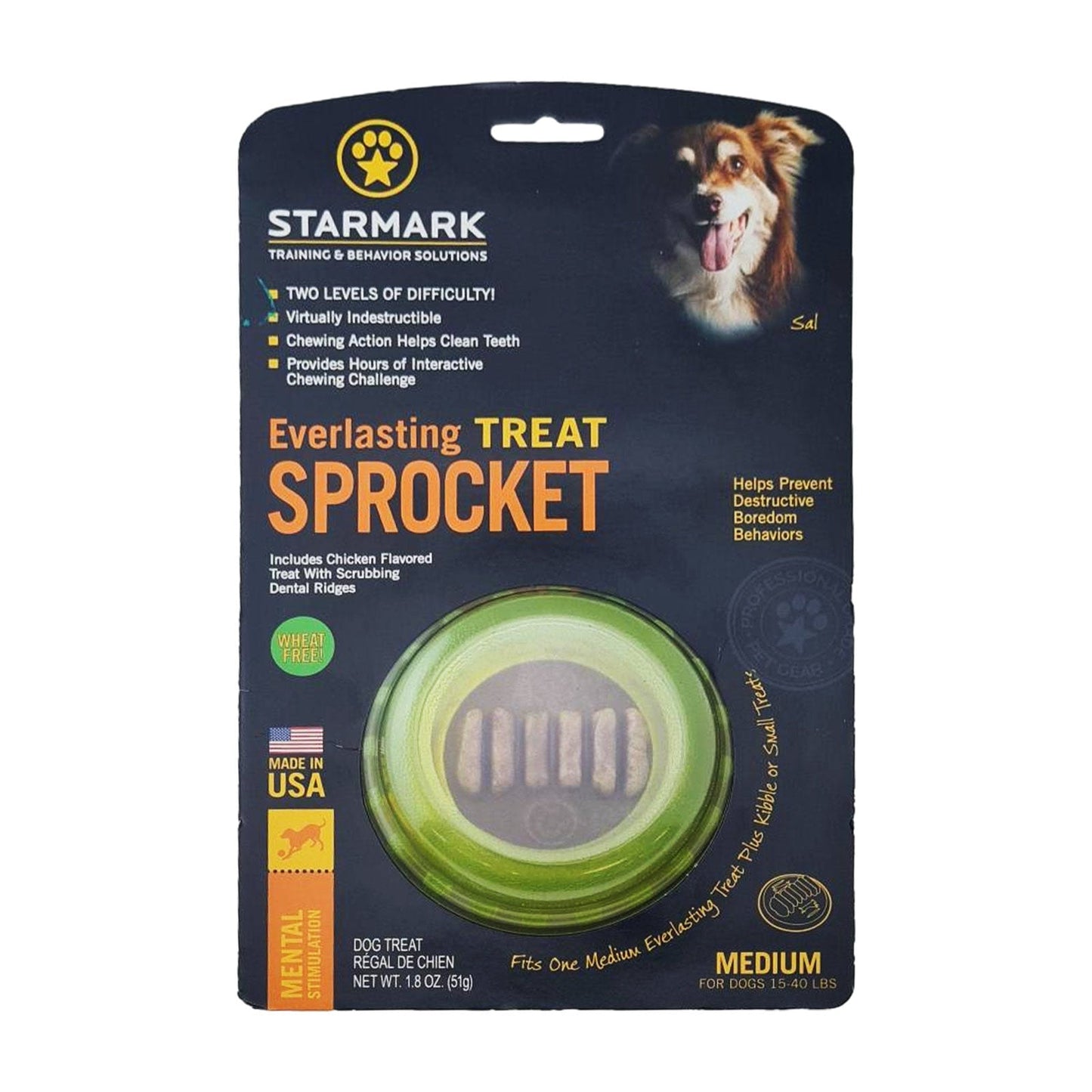 Starmark Everlasting Treat Sprocket Ball Dog Toy Medium