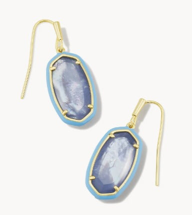 KENDRA SCOTT- Dani Gold Enamel Framed Drop Earrings in Periwinkle Illusion