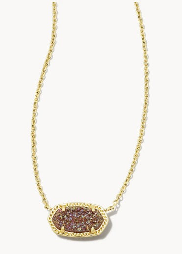 KENDRA SCOTT- Elisa Gold Pendant Necklace in Spice Drusy