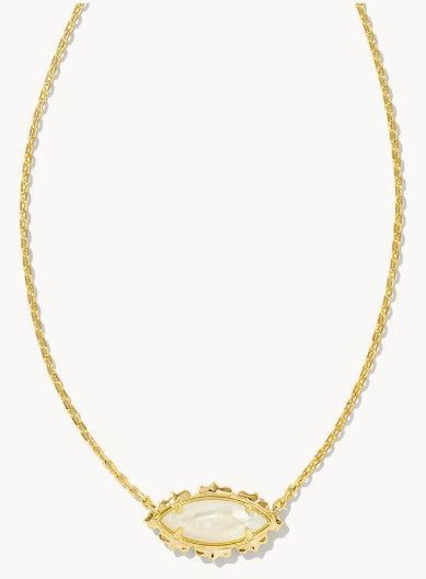 KENDRA SCOTT- Genevieve Gold Short Pendant Necklace in Ivory Mother of Pearl