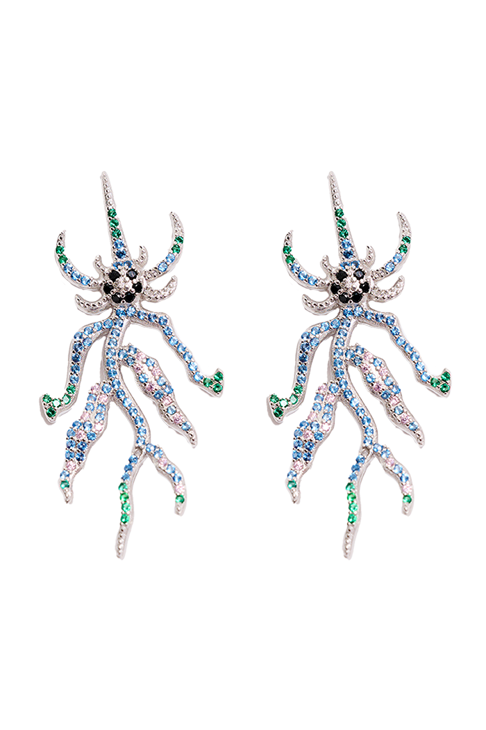 AQUAMARINE SPIKE MONSTER EARRING
