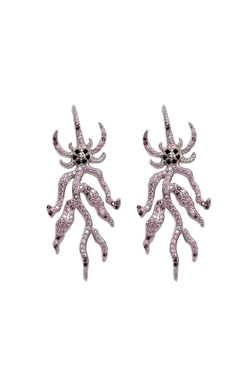 LIGHT ROSE SPIKE MONSTER EARRING